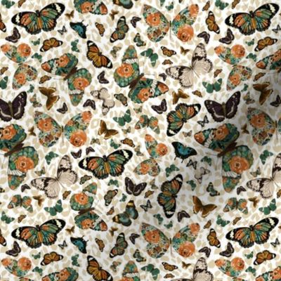 6" Floral Butterflies with Taupe Cheetah Print