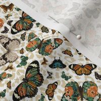 6" Floral Butterflies with Taupe Cheetah Print