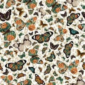 6" Floral Butterflies with Taupe Cheetah Print