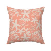 The minimal tropical leaves and flower blossom garden silhouettes summer design peach apricot blush beige