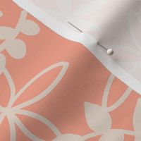 The minimal tropical leaves and flower blossom garden silhouettes summer design peach apricot blush beige