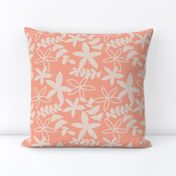 The minimal tropical leaves and flower blossom garden silhouettes summer design peach apricot blush beige