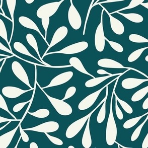 Breeze - Botanical Teal Ivory White Large Scale