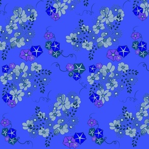 Neon Flowers periwinkle blue 