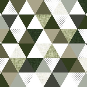 2" triangles: seaweed, latte, sage, forest, olive