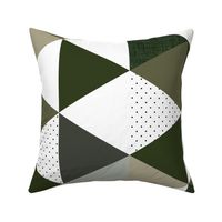 rotated 6" triangle wholecloth: seaweed, latte, sage, forest, olive