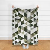 rotated 6" triangle wholecloth: seaweed, latte, sage, forest, olive