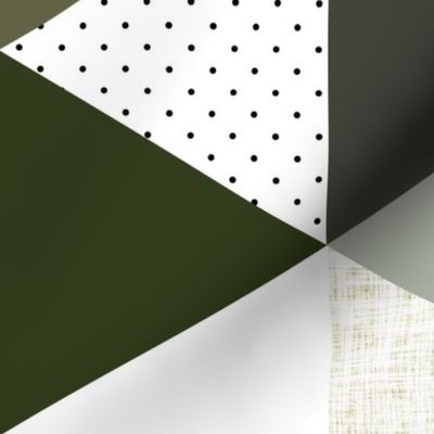 rotated 6" triangle wholecloth: seaweed, latte, sage, forest, olive