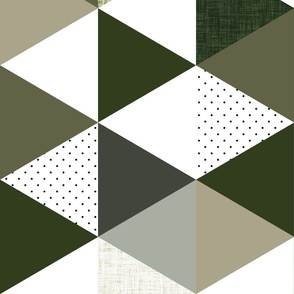 rotated 6" triangle wholecloth: seaweed, latte, sage, forest, olive