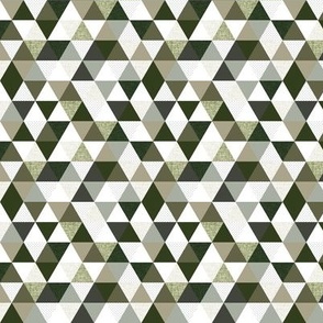 1/2" triangles: seaweed, latte, sage, forest, olive