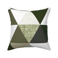 6" triangle wholecloth: seaweed, latte, sage, forest, olive