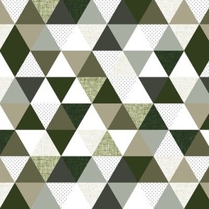 1" triangles: seaweed, latte, sage, forest, olive