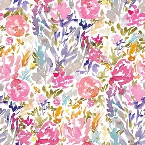 8" Muted Pink and Purple Watercolor Modern Florals