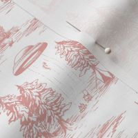 Small-Scale Pale Millennial Pink Alien Abduction Toile de Jouy