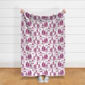 Large-Scale Magenta & White Alien Abduction Toile de Jouy