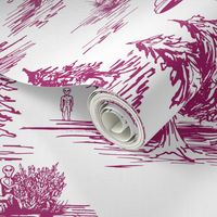 Large-Scale Magenta & White Alien Abduction Toile de Jouy