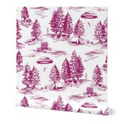 Large-Scale Magenta & White Alien Abduction Toile de Jouy