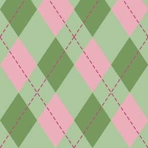 green and pink argyle pattern
