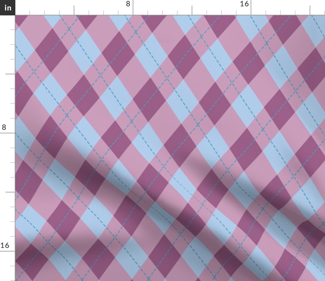 blue and berry argyle pattern