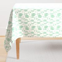 Small-Scale Mint Green Alien Abduction Toile de Jouy