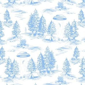 Small-Scale Sky Blue Alien Abduction Toile de Jouy