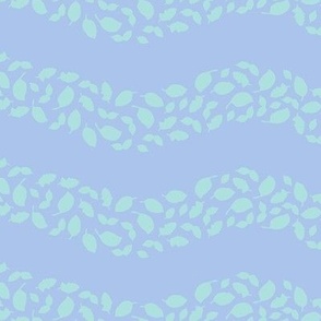 Tossed Floating Herbs & Spices Stripe Coordinate, subtle and light teal on Lavender Blue, medium scale