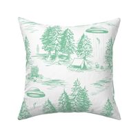 Large-Scale Mint Green Alien Abduction Toile de Jouy