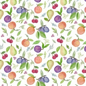 Watercolor Stone Fruit Pattern