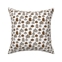 SMALL leopard pumpkins  - thanksgiving fall fabric  - white