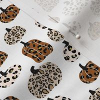 SMALL leopard pumpkins  - thanksgiving fall fabric  - white