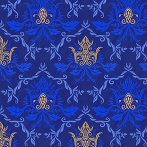 Bright blue damask wallpaper - version 2