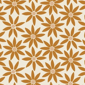 Sunflower Tiles Bright Terracotta on Cream