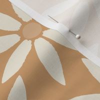 Large // Retro Sunflower Tiles Cream on Light Terracotta