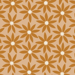 Large // Retro Sunflower Tiles on Light Terracotta