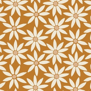 Large // Retro Sunflower Tiles Cream on Rich Golden Oak