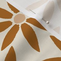 Large // Retro Sunflower Tiles Dark terracotta on Cream
