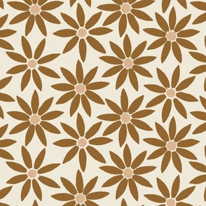 Large // Retro Sunflower Tiles Rich Fall Brown
