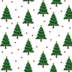 Christmas trees - red polka dots - holiday - LAD21