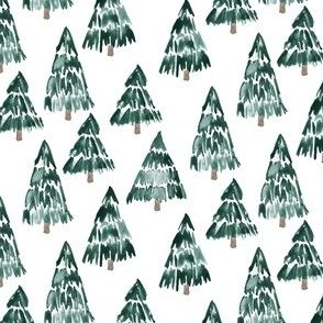 Evergreens - pine Christmas trees watercolor - LAD21