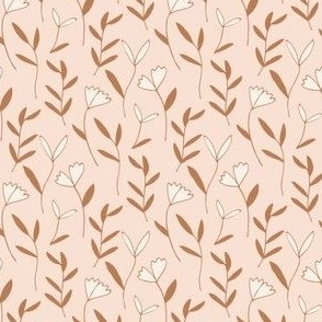 Flowing floral line work - peach and brown