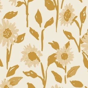 Sunflowers Meadow Floral on Summer Cream 