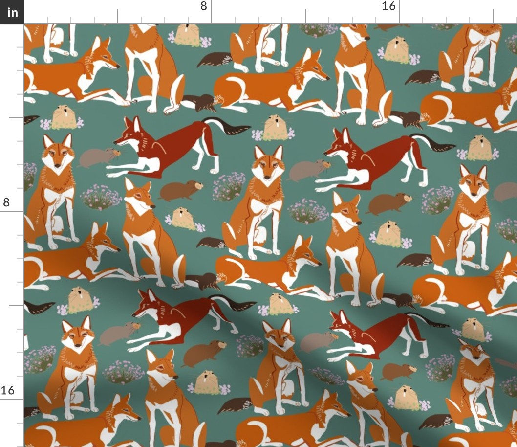 Caberu Wolf pattern in teal Ethiopian Wolf