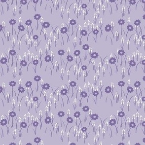 Lois Floral: Violet Purple Meadow Flowers, Cottage Small Print