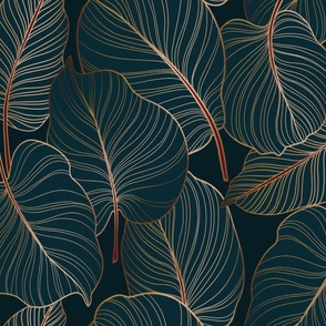 Gold Palm Leaf Fabric, Wallpaper and Home Decor | Spoonflower