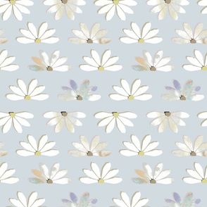 GEO DAISY WATERCOLOR FLORAL-BLUE COMBO