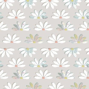 GEO DAISY WATERCOLOR FLORAL-GRAY WHITE COMBO