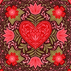 Folk Art Heart- Red