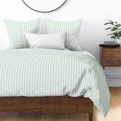 softly striped in pale aqua and ivory