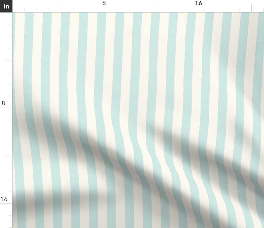 softly striped in pale aqua and ivory