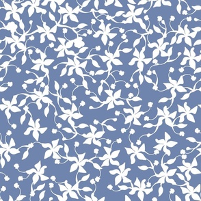 floral vines - white on blue